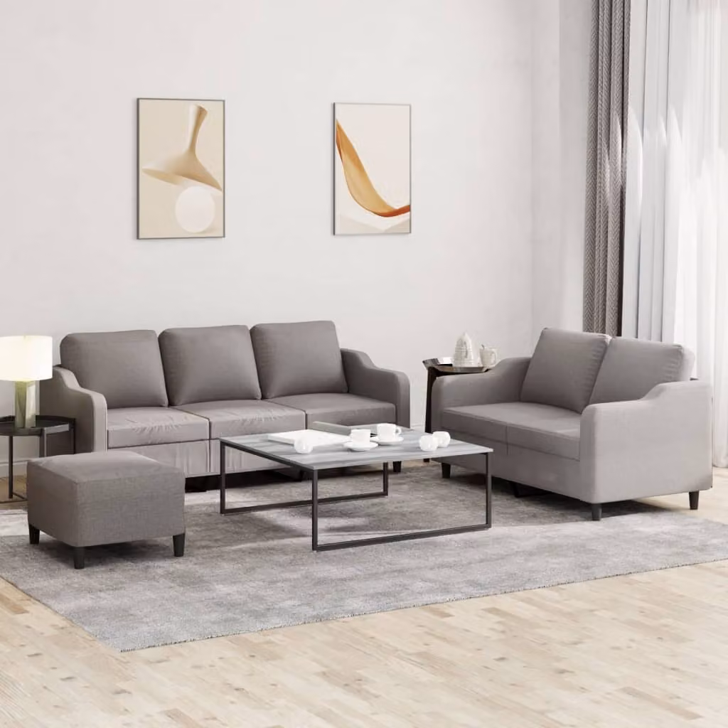 Maison Exclusive - Set divano a 3 pezzi con cuscini in tessuto color taupe