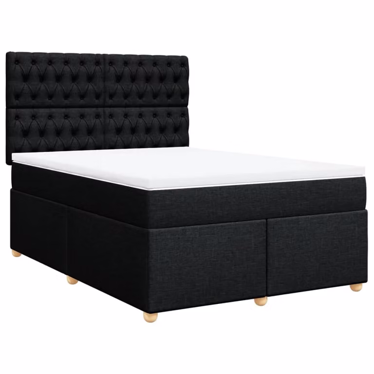 Giroletto a Molle con Materasso Nero 140x200 cm in Tessuto