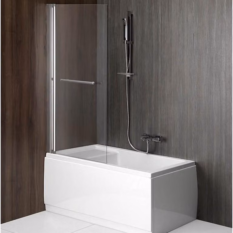 Polysan Rioni - Schermo da bagno pneumatico 710 mm, alluminio lucido/vetro trasparente 72915