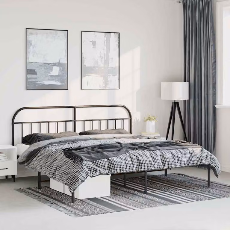 vidaXL Giroletto con Testiera in Metallo Nero L: 198 cm, P: 207 cm, H: 100 cm