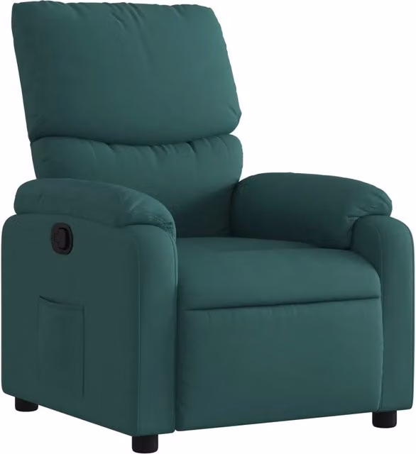 Poltrona | Sedia Relax Reclinabile in Tessuto Verde Scuro