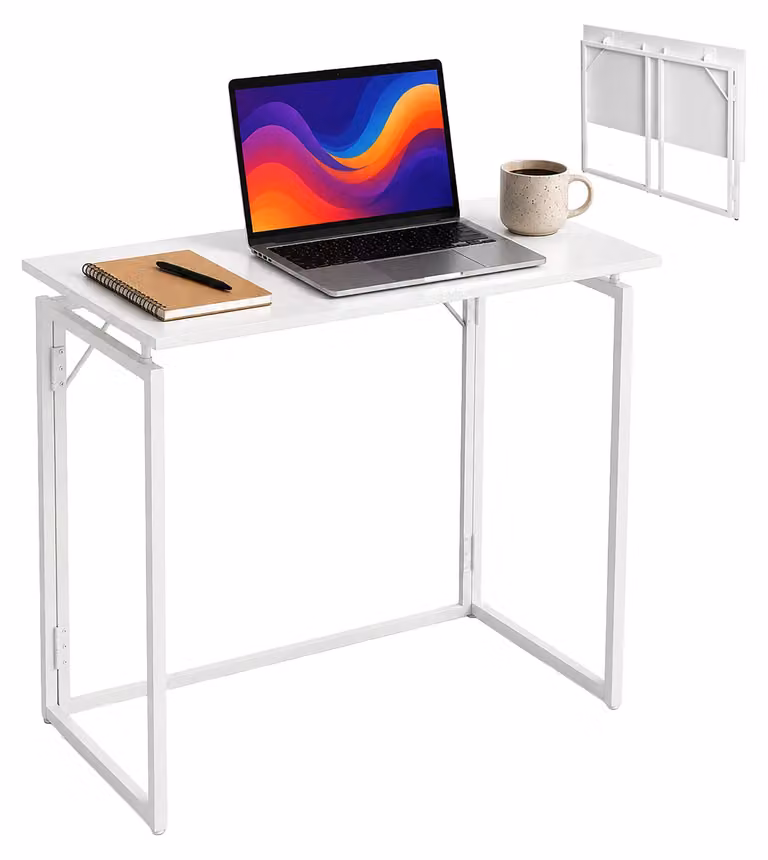 Relaxdays, scrivania pieghevole, dimensioni: 74 x 80 x 40 cm, salvaspazio, ideale per l'ufficio, lo studio o l'home office, colore bianco