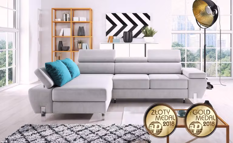 Divano letto design, divano angolare a forma di L, funzione letto, divano in tessuto, divani imbottiti, tessuto per divani