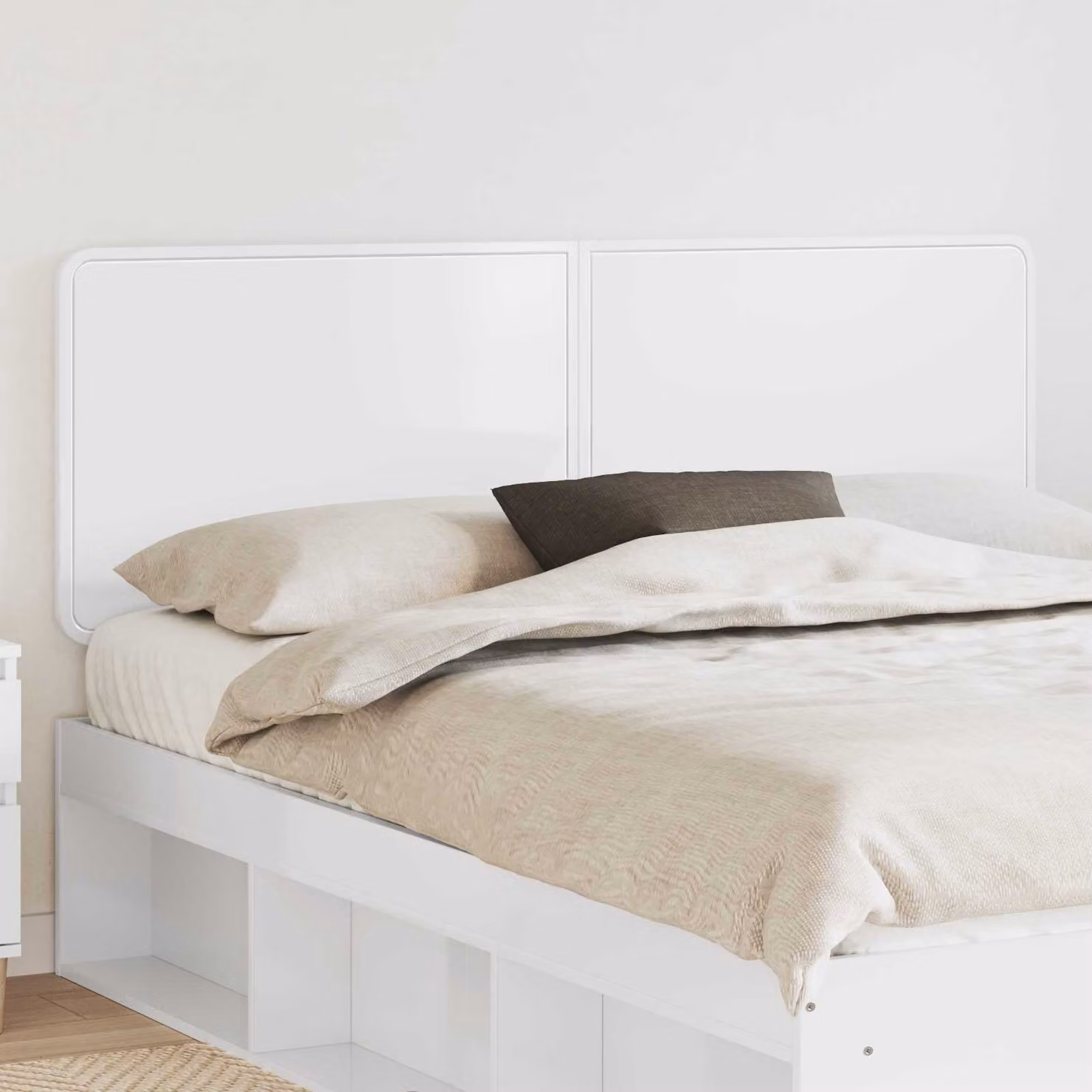 Testiera per letto moderna vidaXL in legno ingegnerizzato bianco lucido