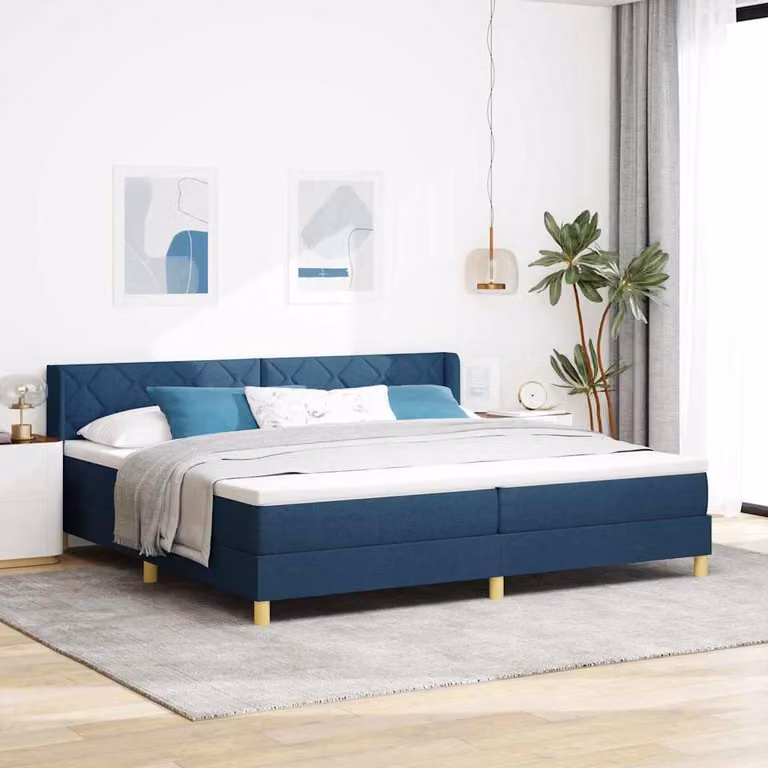 Maison Exclusive - Letto boxspring con testiera blu 200 x 200 cm in tessuto