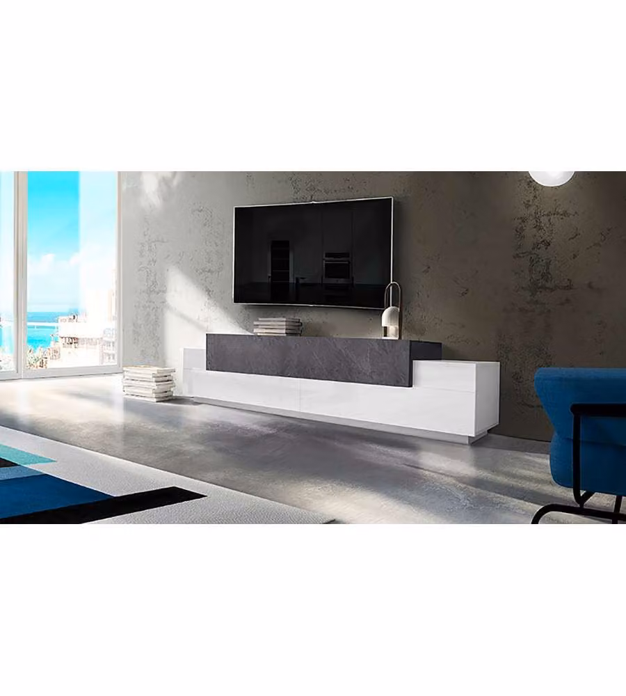 Porta Tv Corona Moderno 240 Bianco Lucido E Report