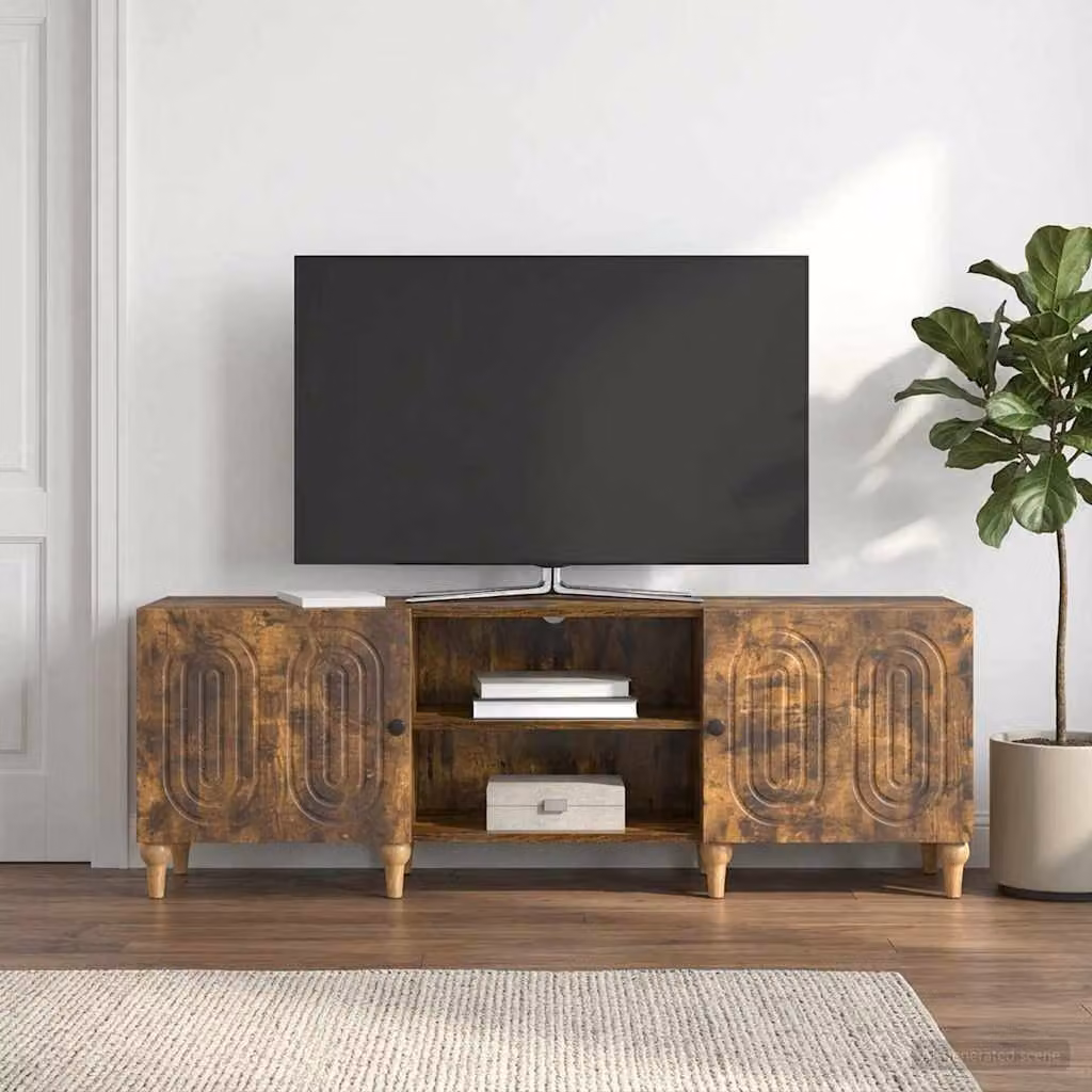 Mobile TV vidaXL in legno ingegnerizzato Rovere Fumo, L: 150 cm, P: 31 cm, H: 50 cm