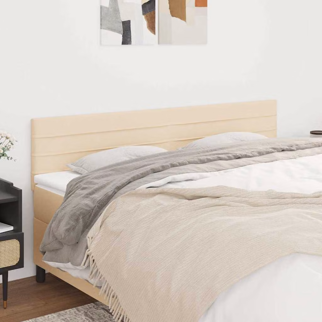 Testiera per letto vidaXL in tessuto beige con struttura in legno L: 200 cm, P: 5 cm, H: 78-88 cm