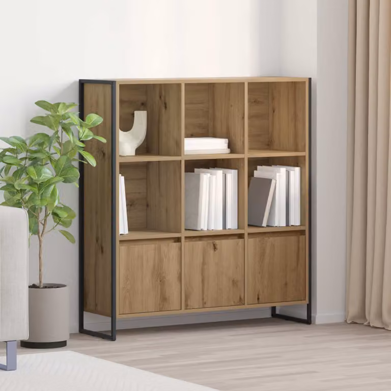 vidaXL Armadio per Libri in Stile Industrial in Legno e Metallo Marrone L: 99,5 cm, P: 30 cm, H: 108 cm