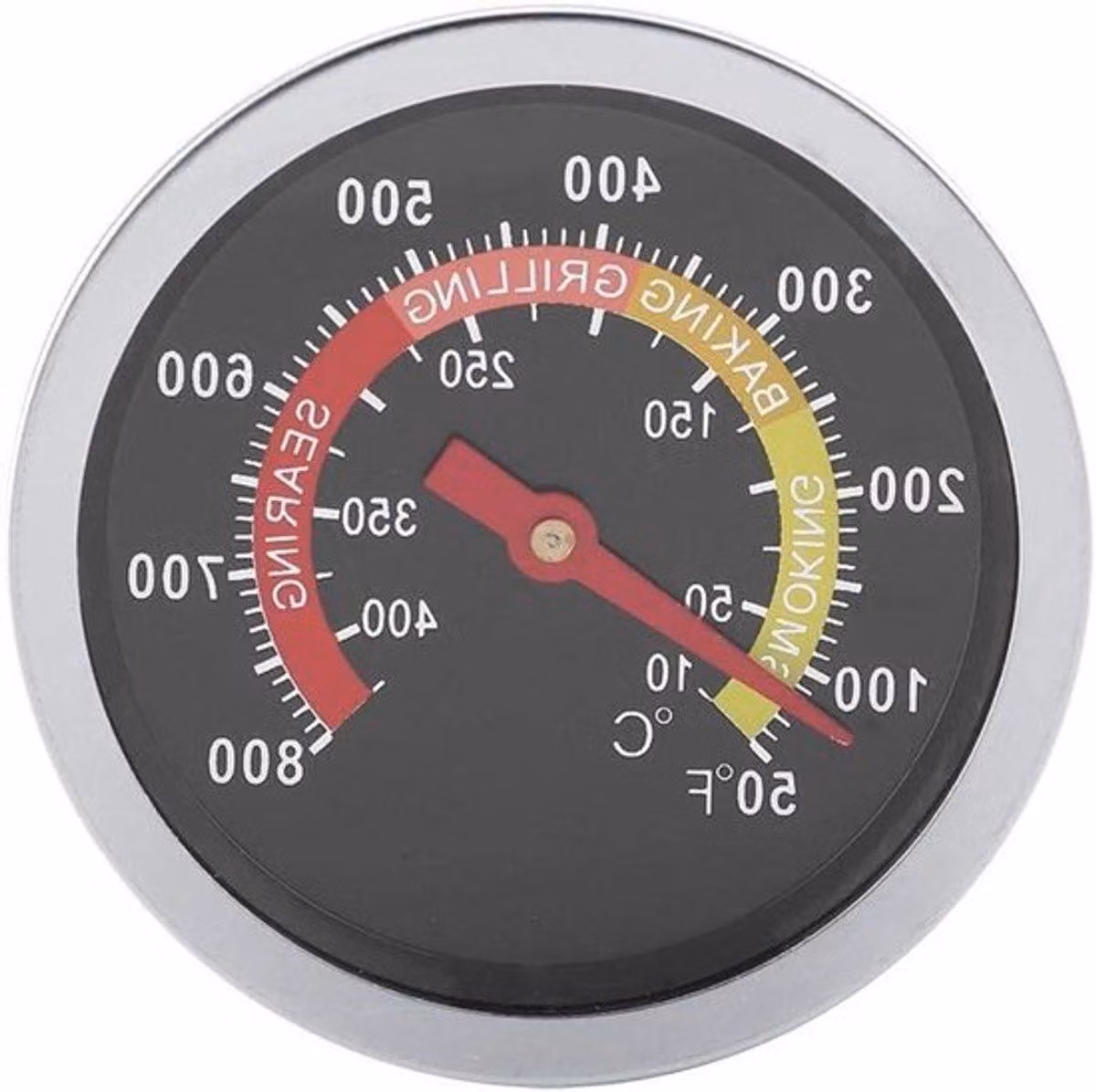Termometro per barbecue in acciaio inossidabile, con indicazione della temperatura in gradi Fahrenheit, per una cottura perfetta alla griglia