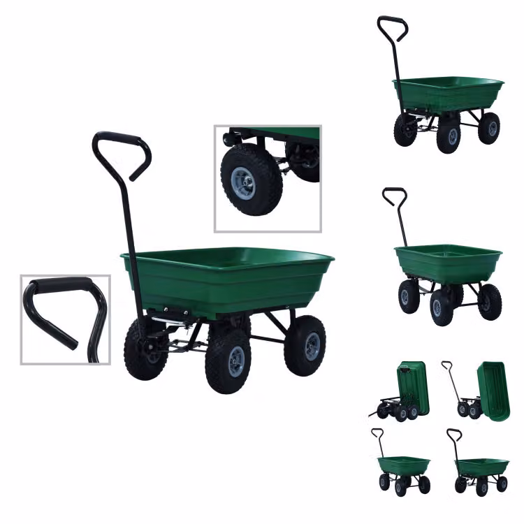 vidaXL Carrello ribaltabile da giardino 300 kg 75 L Verde - Carrelli e carrelli portasacchi
