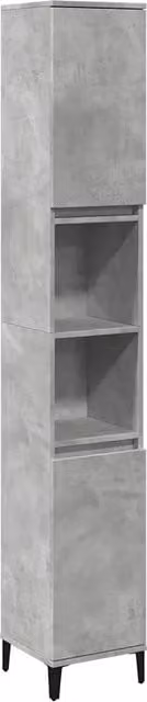 Mobile bagno industriale HELLOSHOP26 in legno grigio cemento con ante a battente e ripiani interni, sospeso, L/P/H: 30 x 30 x 190 cm