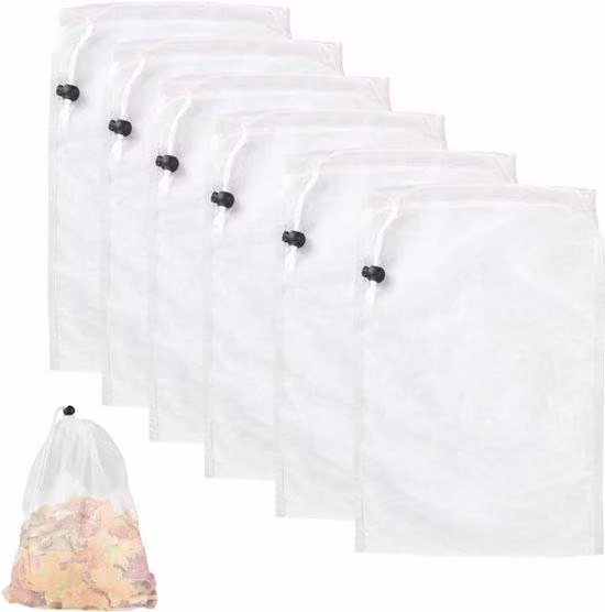 Set di 6 reti per la pulizia della piscina - Reti filtranti a maglia fine per la pulizia - Pulitori per piscina con cordino - 30 × 20 cm/36 × 24 cm/40 × 40 cm