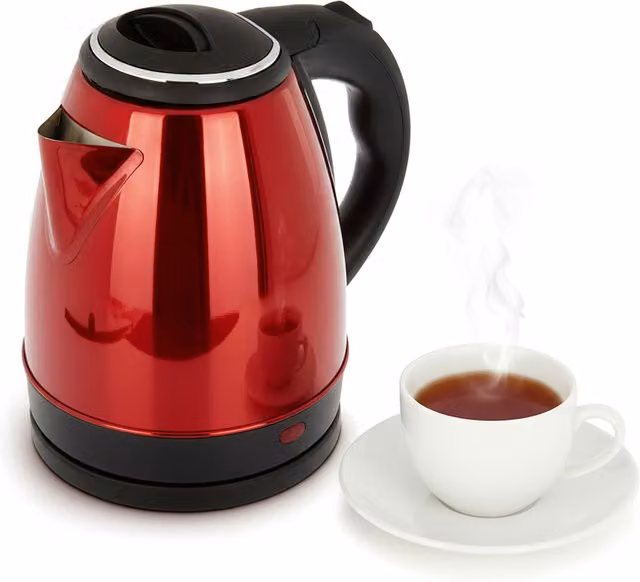 Bollitore elettrico KASANOVA in acciaio inox rosso con funzione di spegnimento automatico, capacità 1,5 l