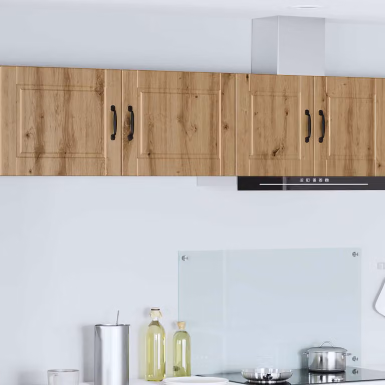 Set di 2 armadietti a muro vidaXL PORTO in legno rovere marrone per cucina con ante a battente e ripiani interni