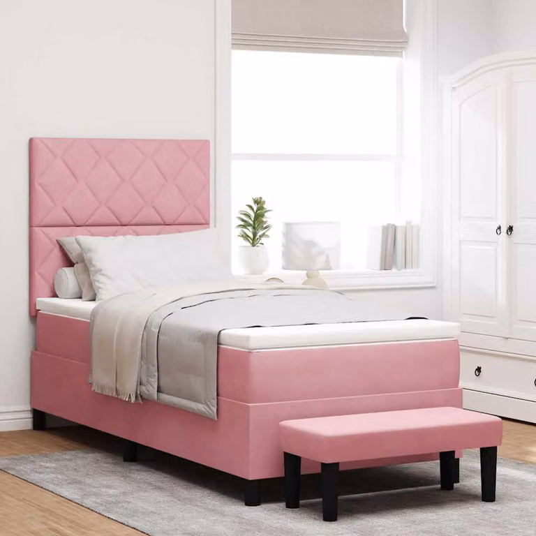 Maison Exclusive - Letto boxspring con testiera Rosa 190 x 90 cm in velluto