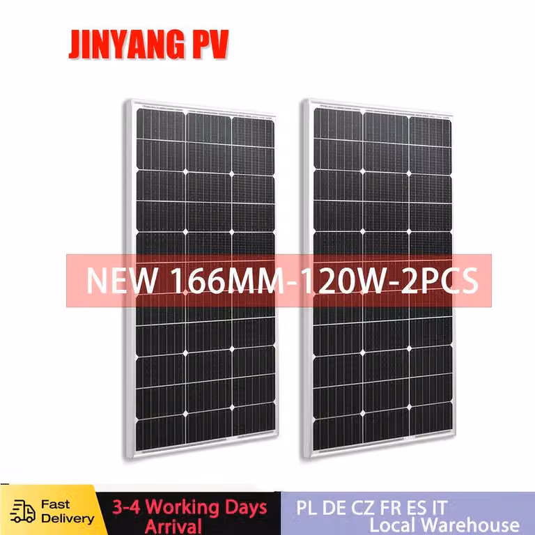 Pannello solare - Pannello fotovoltaico - Celle solari - Kit pannello solare - Monocristallino - 120W - Uscita 18V