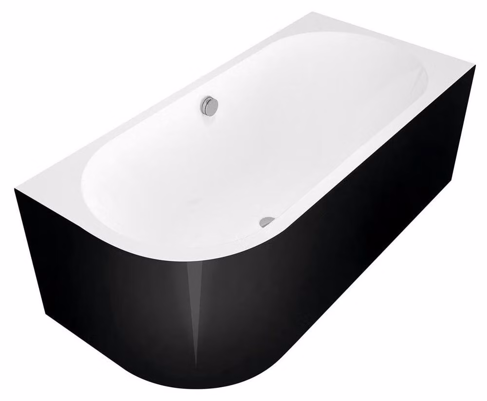 VIVA R MONOLITH vasca asimmetrica 170x75x60cm, destra, bianco/nero