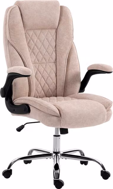 Poltrona da Ufficio Ergonomica HOMCOM in Velluto Rosa con Braccioli Ribaltabili e Altezza Regolabile, L/P/H: 70 x 70 x 114-122 cm – 1