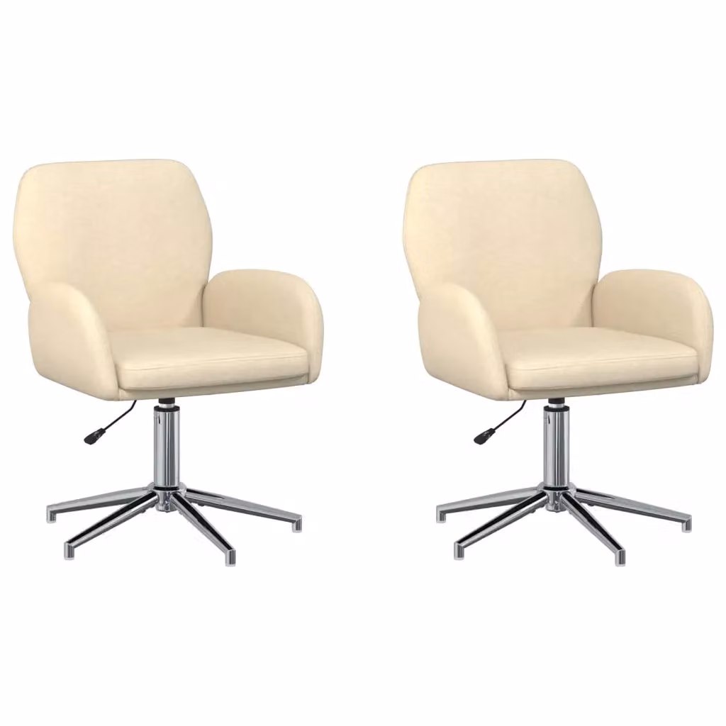 Set di 2 sedie da scrivania girevoli vidaXL in tessuto beige con braccioli, L/P/H: 54 x 58 x 90 cm – 2