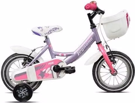 Bicicletta Legnano per bambina con rotelle colore lilac pink glossy