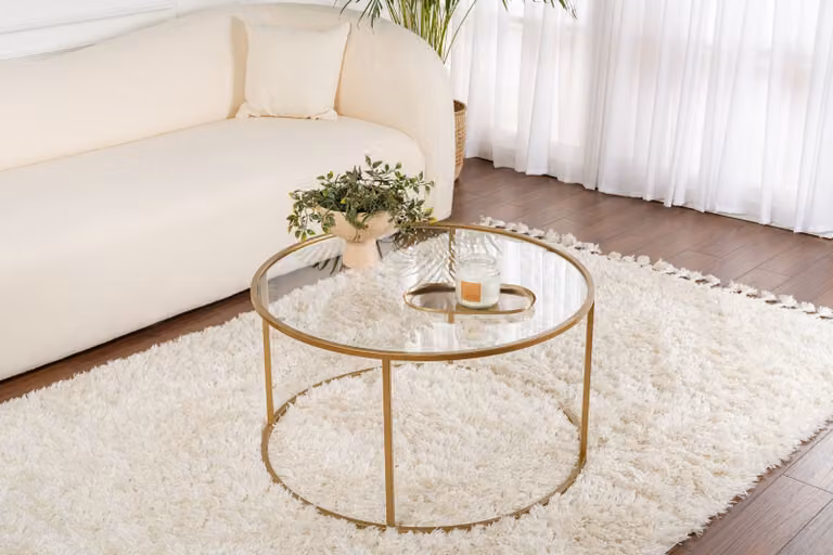 Skye Decor, Aurum - 80 - Oro, trasparente, tavolino, oro, 100% metallo, 80 x 80 x 43 cm