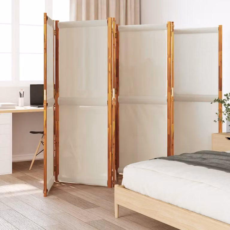 Divisorio a 6 Pannelli vidaXL in Legno di Acacia Oliato Grigio e Bianco L: 420 cm, H: 180 cm