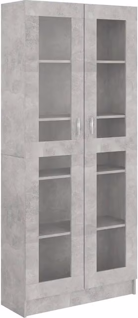Armadietto Vetrina DESIGN IN Grigio con Ante in Vetro e Ripiani Interni, L 82,5 x P 30,5 x H 185,5 cm, Modello CFW7592182