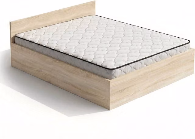 Letto con contenitore 160x200 cm rete sollevabile in metallo e materasso a molle Rovere Sonoma