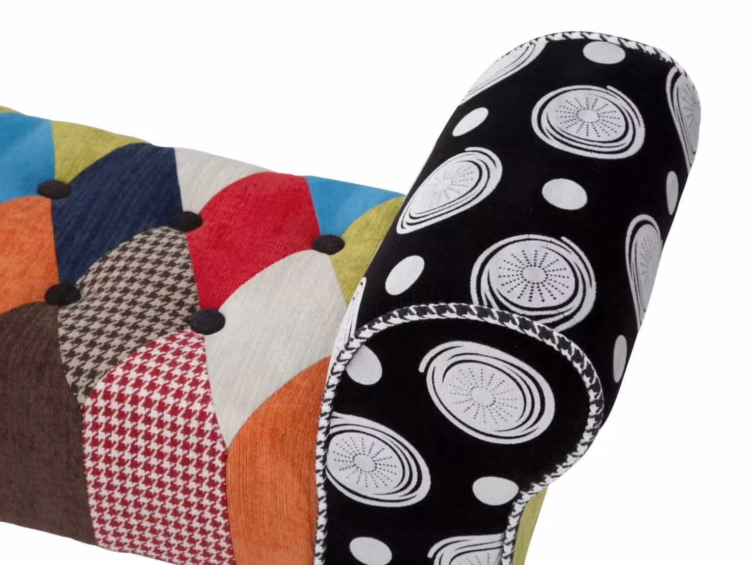 Panca moderna Imperial New con seduta in tessuto multicolore e gambe in legno nero L/P/H: 102 x 31 x 54 cm – 2