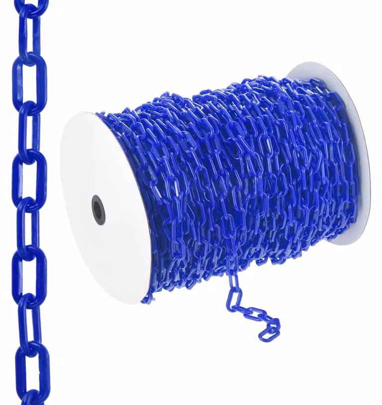 Catena di delimitazione, lunghezza 91,5 metri, in plastica, colore blu, diametro 6 mm, per cantieri edili