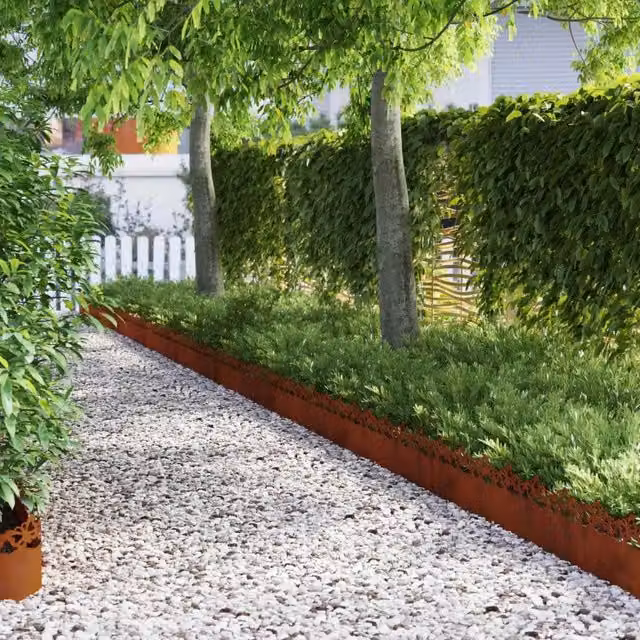 Bordure per prato vidaXL in acciaio Corten marrone, confezione da 30 pezzi, L: 103 cm, H: 22 cm, P: 0,05 cm – 1