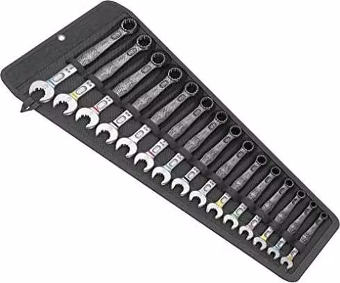 Wera Joker 6003 Assortimento di Chiavi Combinate in Acciaio, 15 Pezzi, Colore Nero e Argento