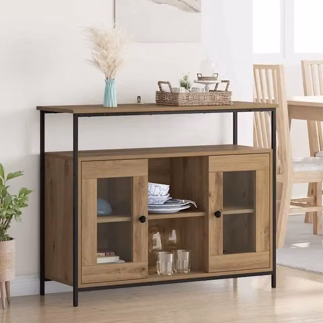 Credenza Buffet Moderna vidaXL in Legno Rovere Marrone per Cucina e Sala da Pranzo L: 100 cm, P: 35 cm, H: 80 cm – 1