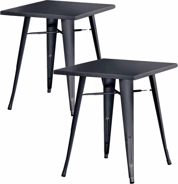 Set 2 Tavoli da Giardino 60x60 cm in Lamiera Galvanizzata Vorghini Piombo
