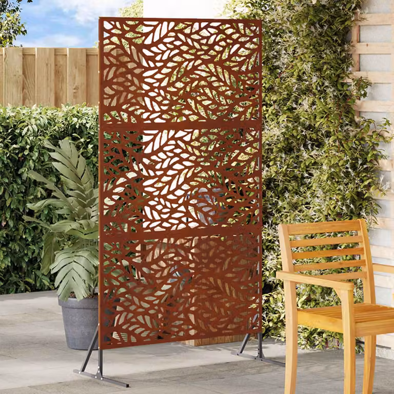 Paravent per privacy vidaXL in acciaio semi-trasparente, colore marrone, L: 100 cm, P: 50 cm, H: 180 cm