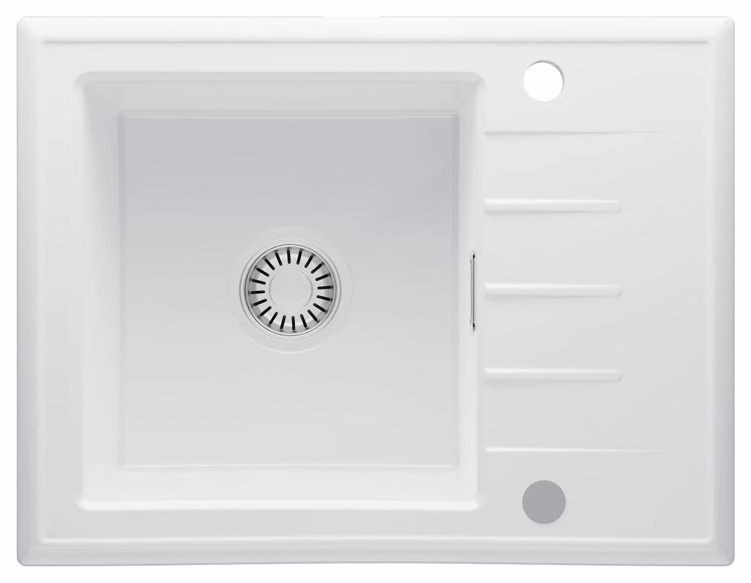 Lavello da cucina in Vetroceramica, con un solo vano, design anti-trabocco, colore bianco