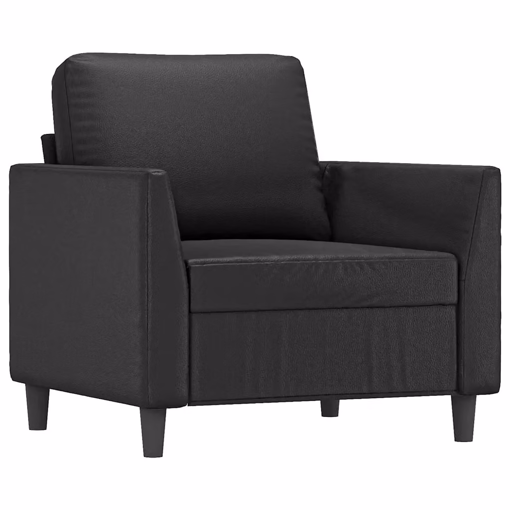 Poltrona moderna in similpelle nera con braccioli e struttura in metallo per soggiorno 928009 – 2