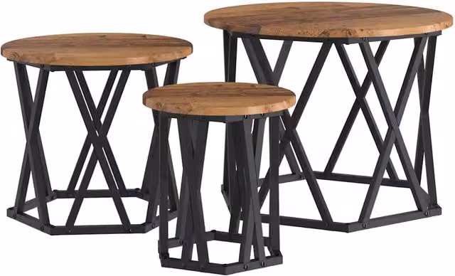 Set di 3 tavolini nesting Design In in legno e metallo marrone per soggiorno – 1