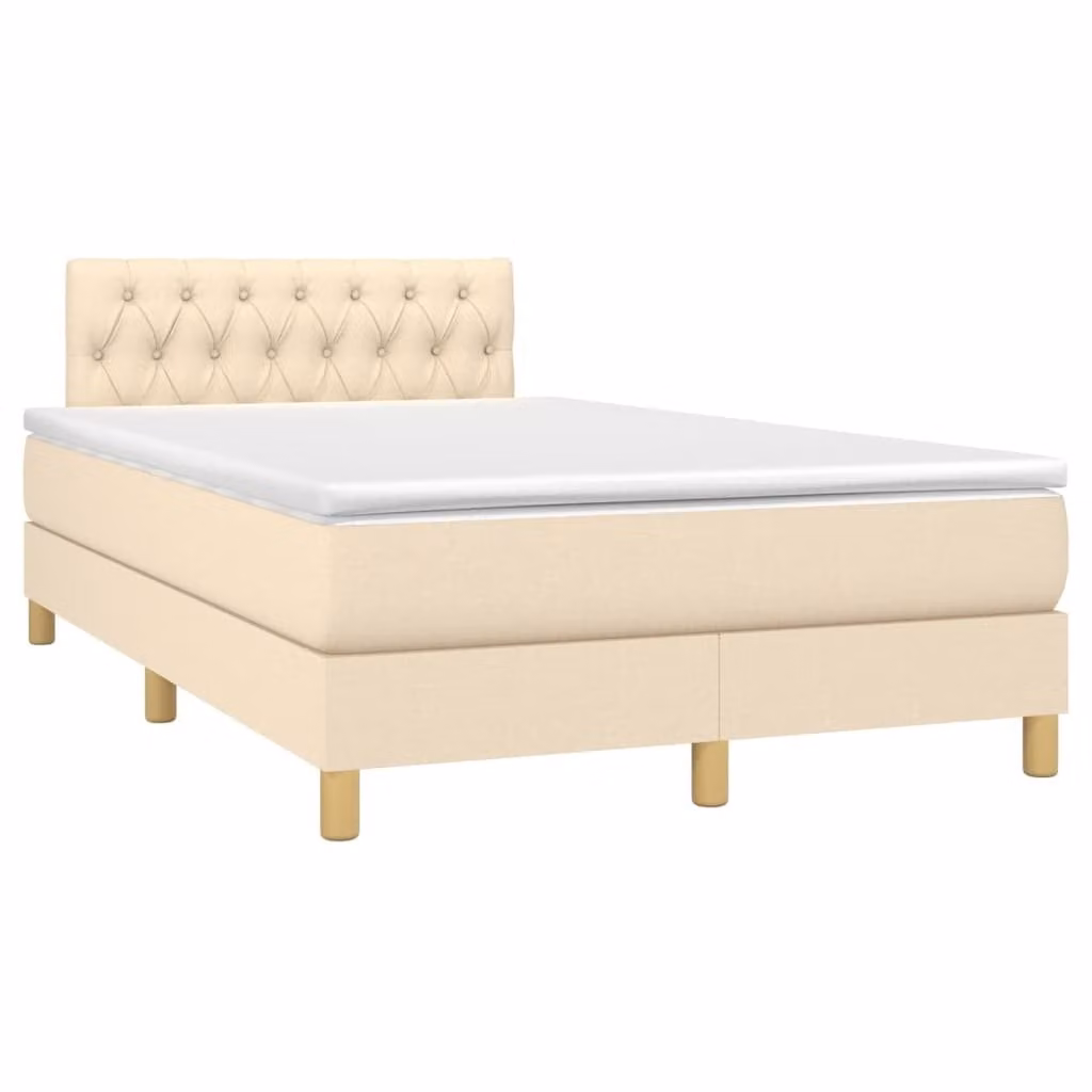 Maison Exclusive - Letto a Molle con Materasso e LED Crema 120x190 cm in Tessuto