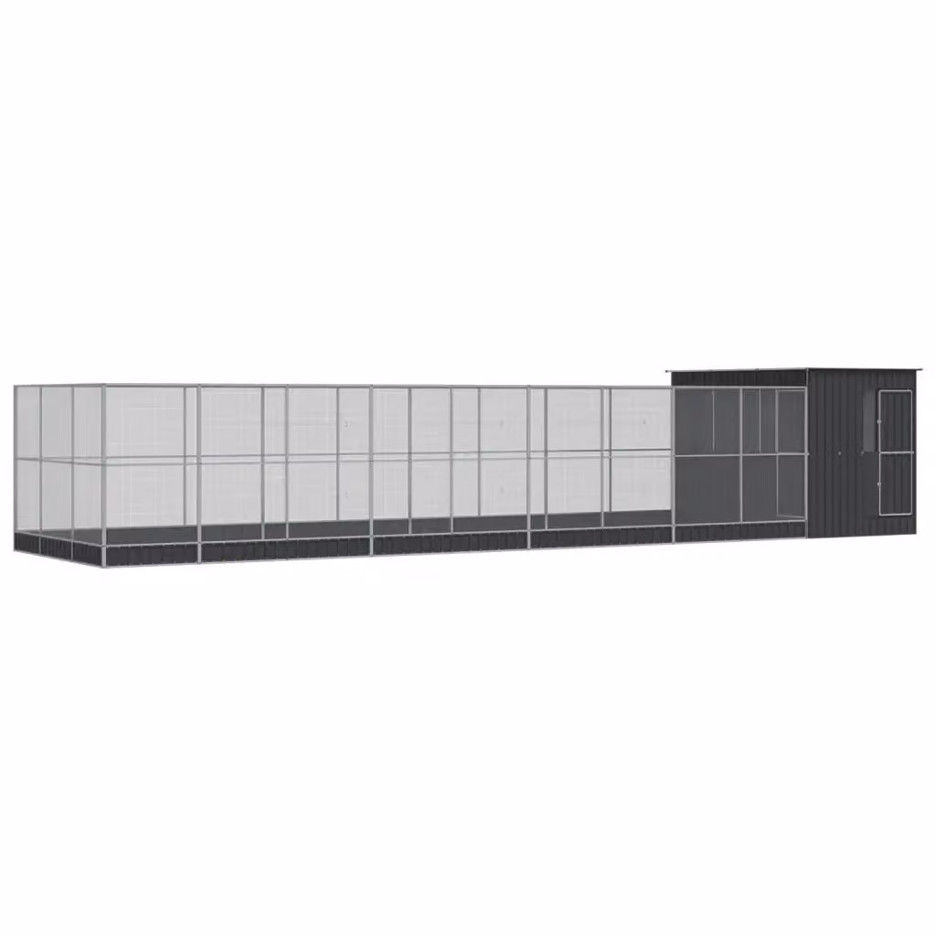 Voliera con estensione vidaXL in acciaio color argento, L: 1118 cm, P: 303 cm, H: 216 cm – 2