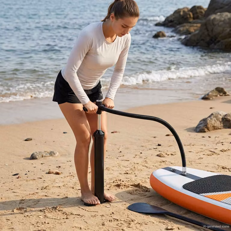 Pompa per SUP vidaXL con manometro, colore nero