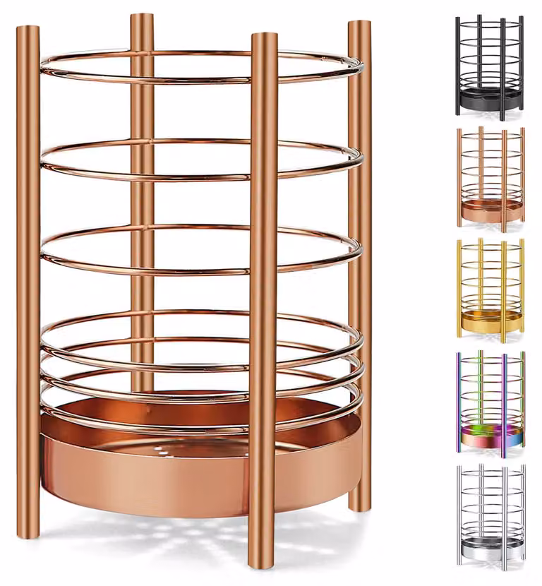 Contenitori in acciaio inossidabile per utensili, cesto portaoggetti per utensili, color oro rosa