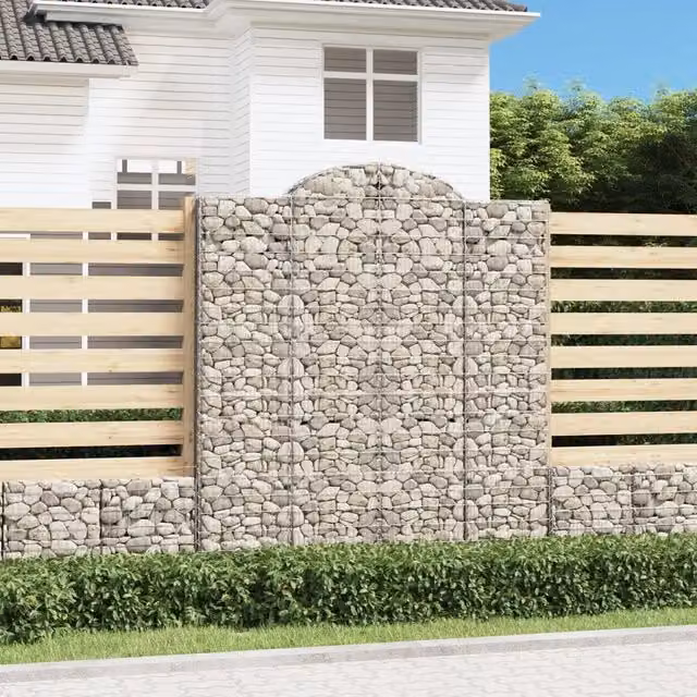 Cesto Gabbione ad Arco Videx in Acciaio Zincato Grigio L: 200 cm, P: 30 cm, H: 220/240 cm