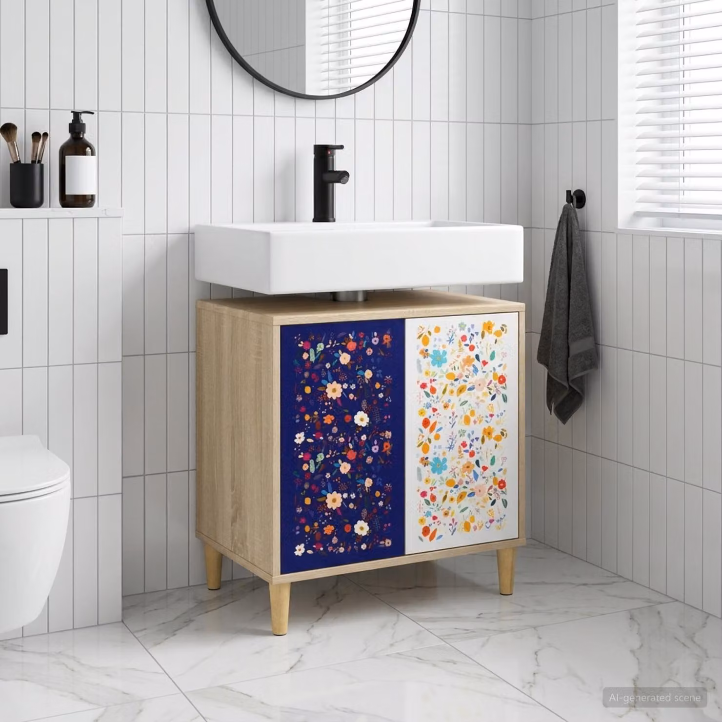 Mobile da bagno vidaXL MAINZ in legno e MDF color marrone con ante a cerniera L/P/H: 60 x 40 x 60 cm