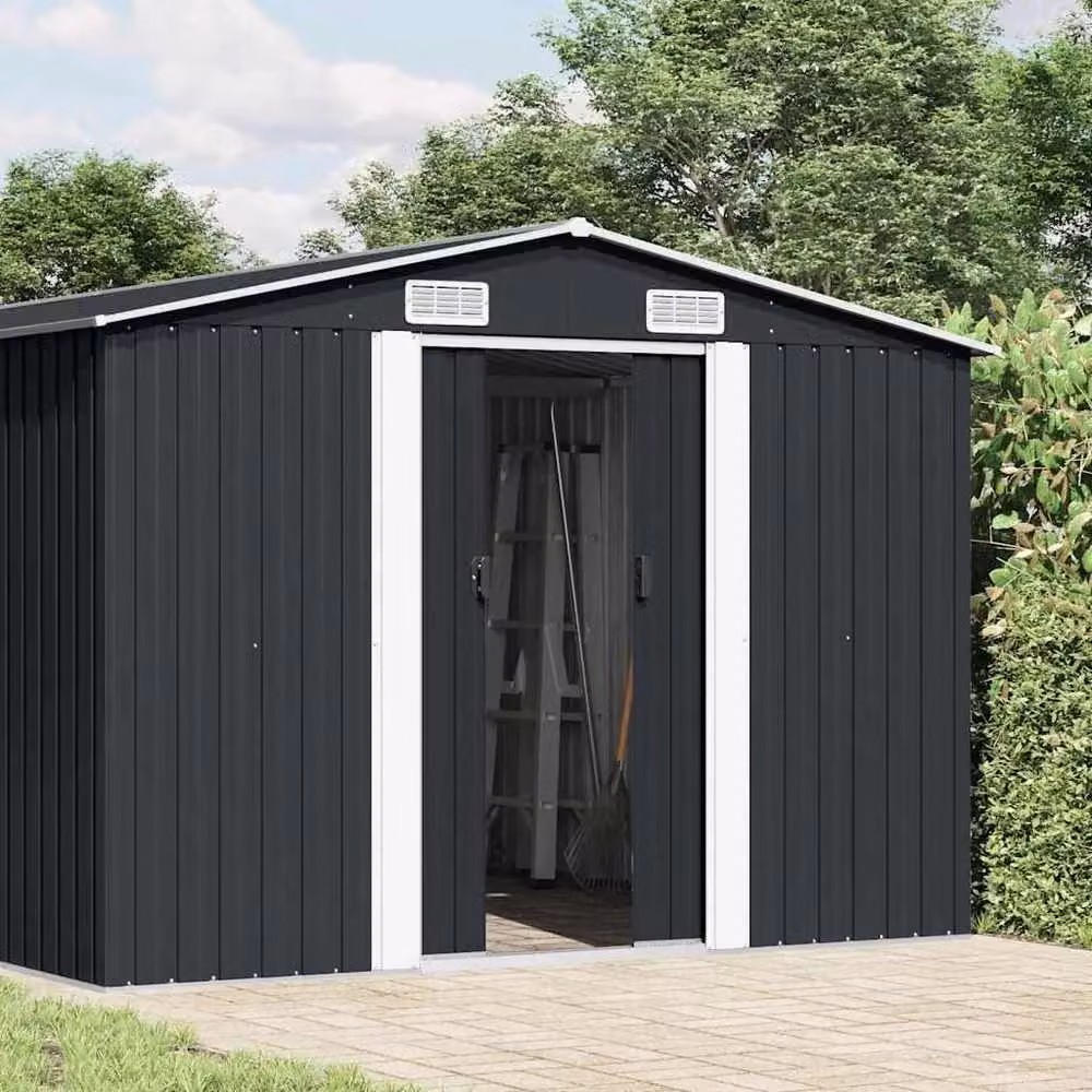Casetta da giardino moderna in acciaio zincato antracite con porta scorrevole e ventilazione laterale L: 257 cm, P: 489 cm, H: 181 cm – 2