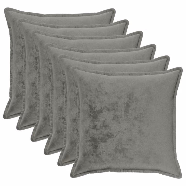 vidaXL Federa 6 pcs HOUTEN Grigio Scuro 60 x 60 cm Flanella
