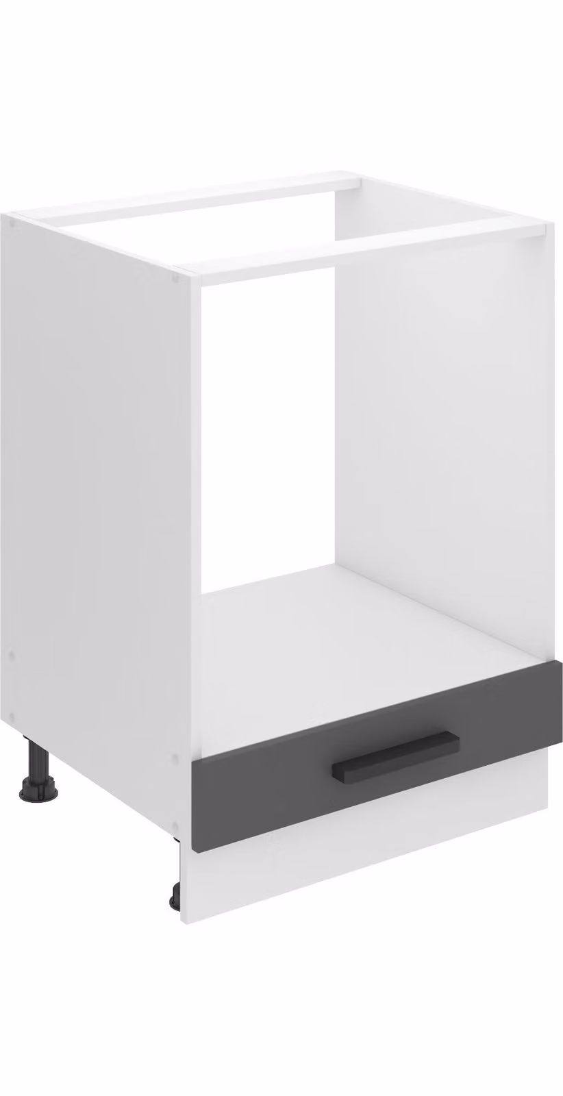 Base da cucina Belini, base da cucina larga 60 cm. Base per cucina SDP senza piano di lavoro. Mobile da cucina senza anta, con cassetti, argento opaco