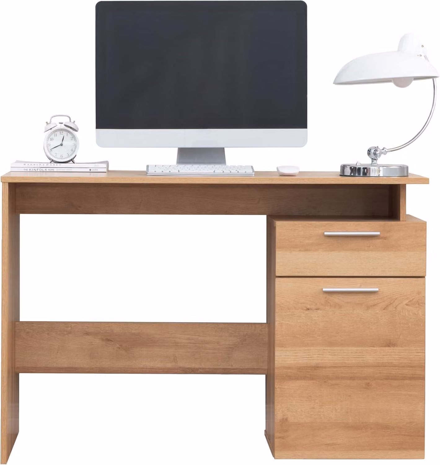 Scrivania in legno, realizzata in legno di faggio chiaro, dimensioni 110 x 75 cm, dimensioni compatte, ideale per l'ufficio domestico