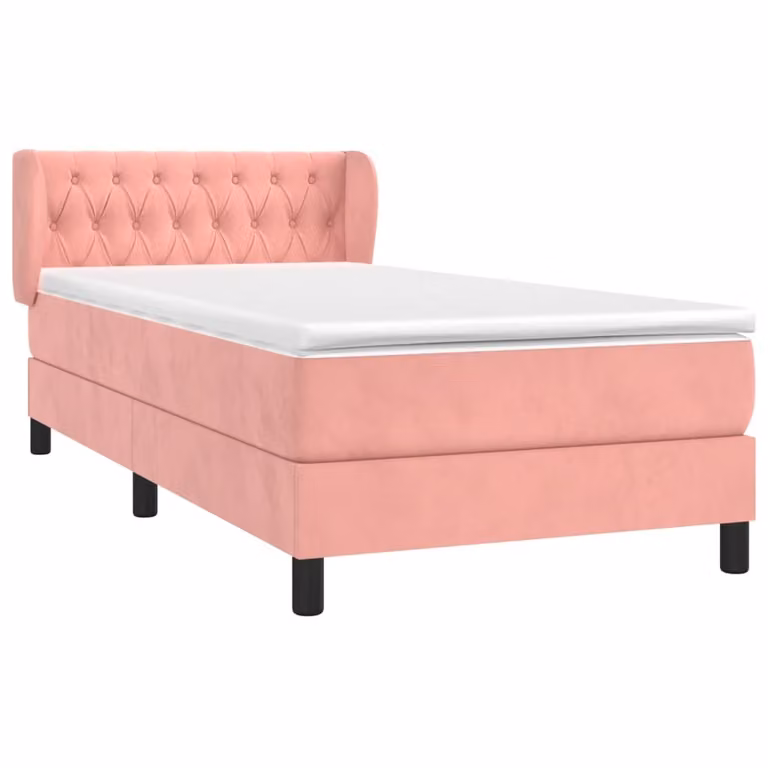 Giroletto a Molle con Materasso Rosa 90x190 cm in Velluto